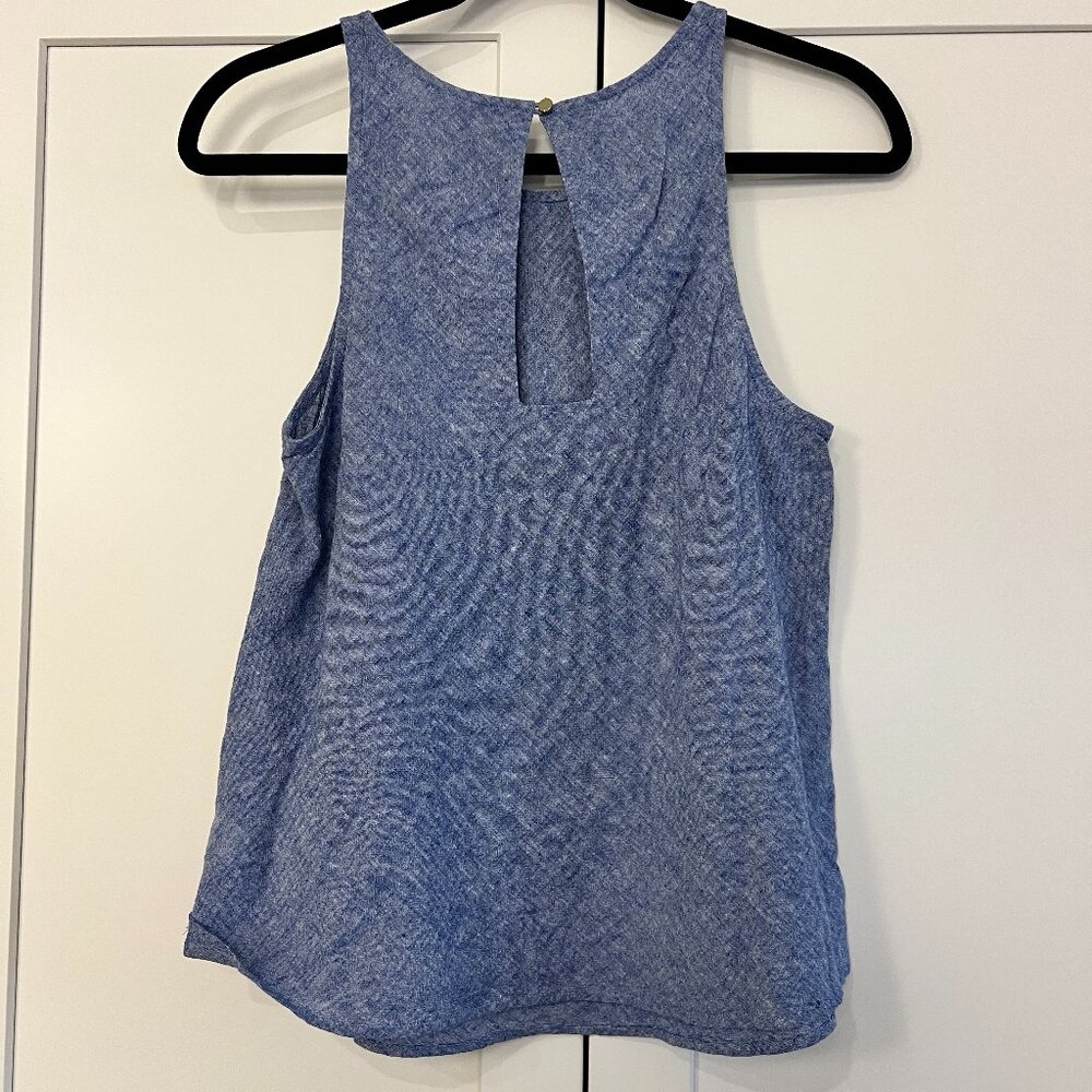 EUC Linen Chambray Blue Target Tank *sz XS*